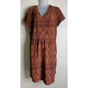 REI Co-op Womens L Dress Brown Activewear Travel Drawstring Waist Hiking Pockets